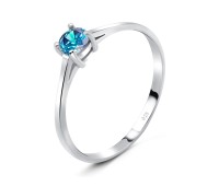 4mm Blue Topaz CZ Silver Ring CSR-150-4